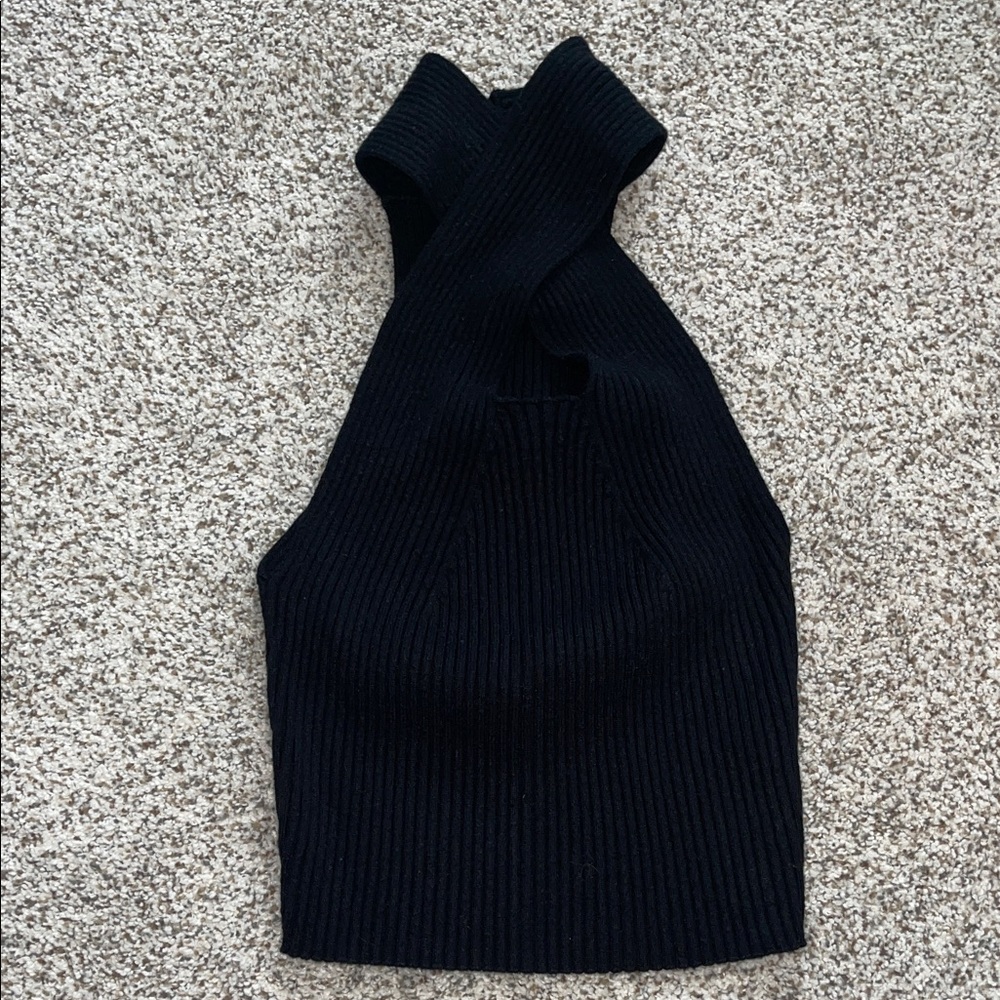 And Now This Halter Crossover Black Sweater Tank Size Small